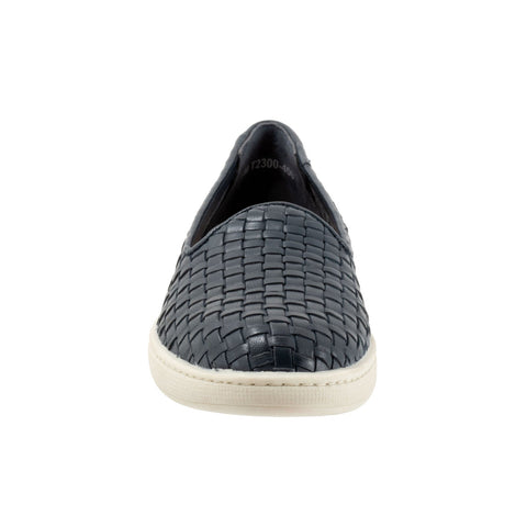 Trotters Adelina T2300-400 Womens Blue Leather Slip On Loafer Flats Shoes