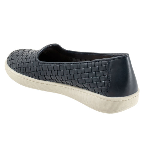 Trotters Adelina T2300-400 Womens Blue Wide Leather Loafer Flats Shoes