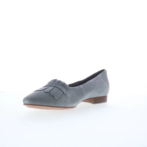 Trotters Greyson T2306-077 Womens Gray Leather Slip On Pumps Heels Shoes