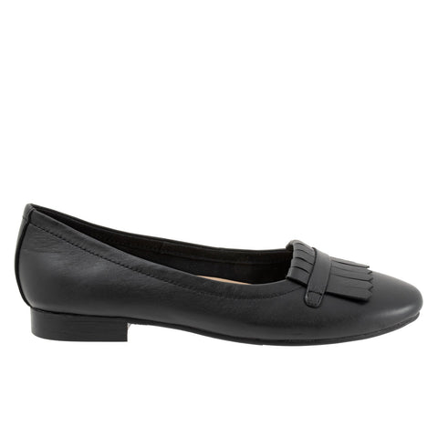 Trotters Greyson T2306-001 Womens Black Leather Slip On Loafer Flats Shoes
