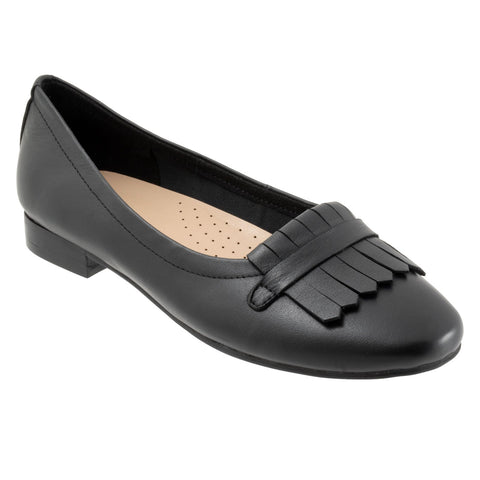 Trotters Greyson T2306-001 Womens Black Leather Slip On Loafer Flats Shoes