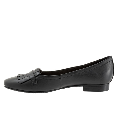 Trotters Greyson T2306-001 Womens Black Leather Slip On Loafer Flats Shoes
