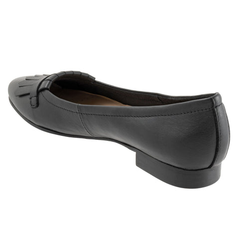 Trotters Greyson T2306-001 Womens Black Leather Slip On Loafer Flats Shoes