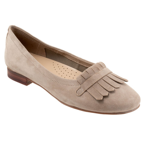 Trotters Greyson T2306-088 Womens Gray Wide Suede Loafer Flats Shoes