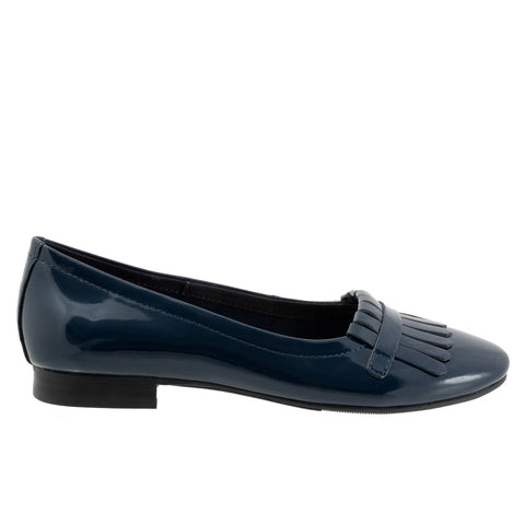 Trotters Greyson T2306-401 Womens Blue Leather Slip On Loafer Flats Shoes