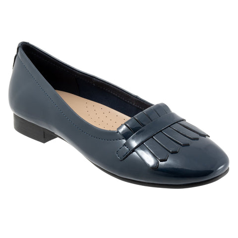Trotters Greyson T2306-401 Womens Blue Leather Slip On Loafer Flats Shoes