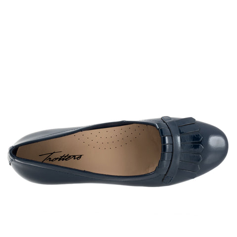 Trotters Greyson T2306-401 Womens Blue Narrow Leather Loafer Flats Shoes