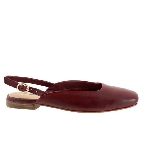 Trotters Holly T2307-642 Womens Red Narrow Leather Slingback Flats Shoes