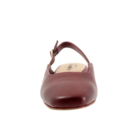 Trotters Holly T2307-642 Womens Red Narrow Leather Slingback Flats Shoes