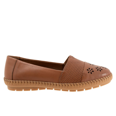 Trotters Ruby Perf T2320-215 Womens Brown Wide Leather Loafer Flats Shoes