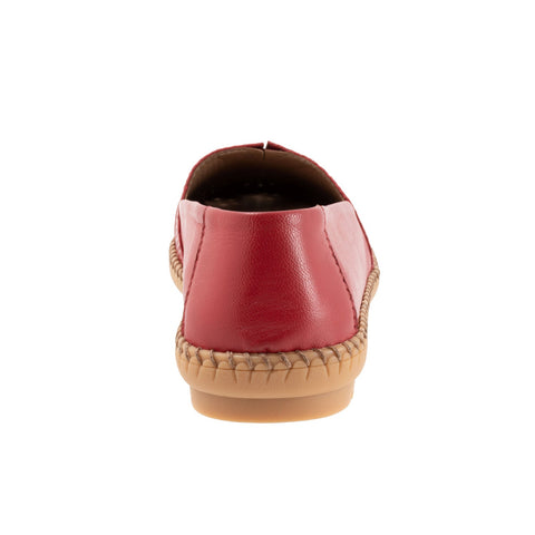 Trotters Ruby Perf T2320-600 Womens Red Leather Slip On Loafer Flats Shoes