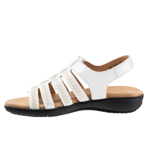 Trotters Tiki Laser T2322-100 Womens White Leather Strap Sandals Shoes