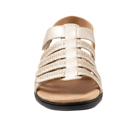 Trotters Tiki Laser T2322-719 Womens Beige Leather Slingback Sandals Shoes