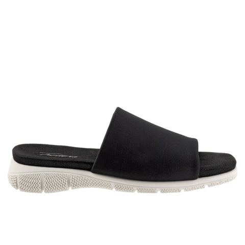Trotters Toni T2323-001 Womens Black Wide Leather Slides Sandals Shoes