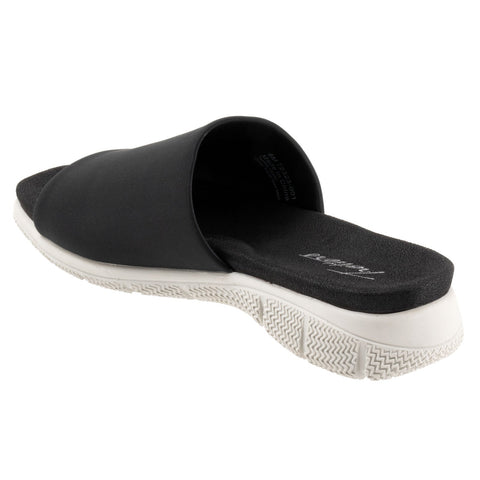 Trotters Toni T2323-001 Womens Black Wide Leather Slides Sandals Shoes