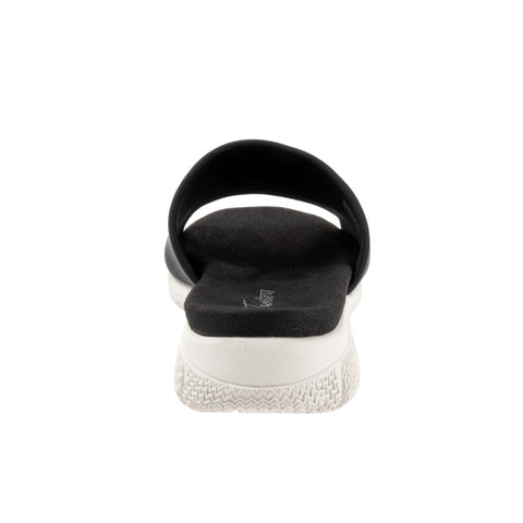 Trotters Toni T2323-001 Womens Black Leather Slip On Slides Sandals Shoes