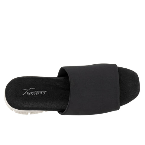Trotters Toni T2323-001 Womens Black Wide Leather Slides Sandals Shoes