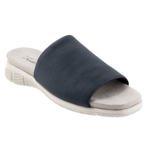 Trotters Toni T2323-400 Womens Blue Narrow Leather Slides Sandals Shoes