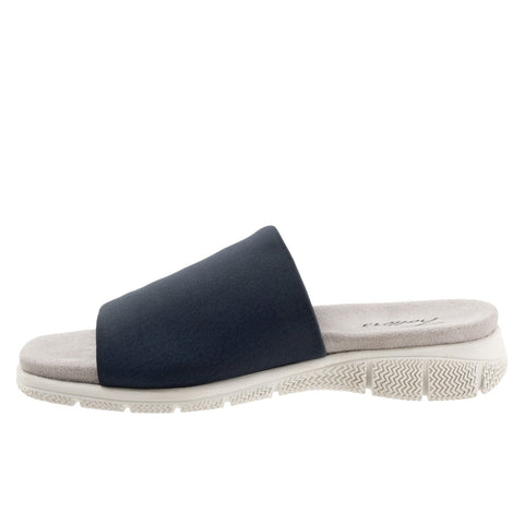 Trotters Toni T2323-400 Womens Blue Leather Slip On Slides Sandals Shoes