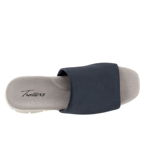 Trotters Toni T2323-400 Womens Blue Narrow Leather Slides Sandals Shoes