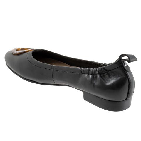 Trotters Gia Ornament T2324-001 Womens Black Leather Ballet Flats Shoes