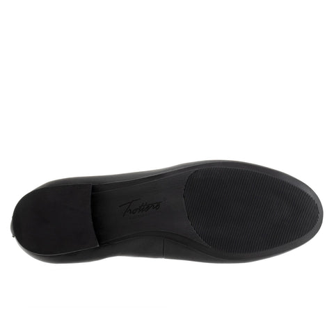 Trotters Gia Ornament T2324-001 Womens Black Wide Ballet Flats Shoes