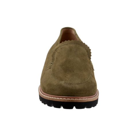 Trotters Fayth T2359-342 Womens Green Suede Loafers & Slip Ons Casual Shoes