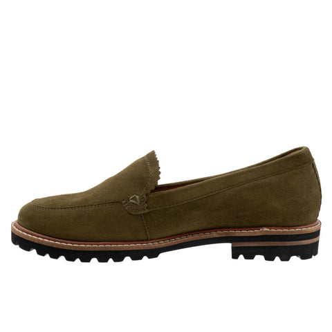 Trotters Fayth T2359-342 Womens Green Suede Loafers & Slip Ons Casual Shoes