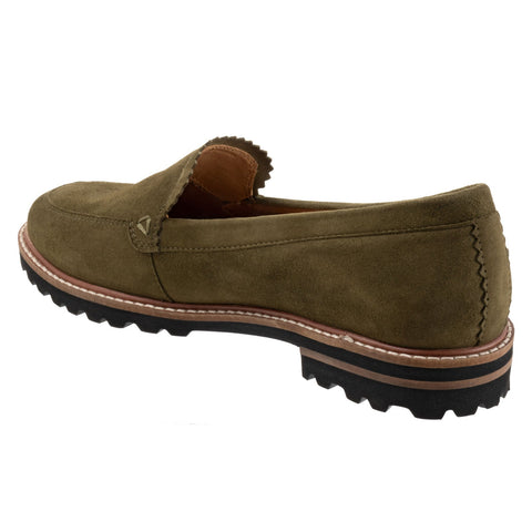 Trotters Fayth T2359-342 Womens Green Suede Loafers & Slip Ons Casual Shoes