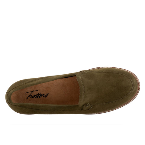 Trotters Fayth T2359-342 Womens Green Suede Loafers & Slip Ons Casual Shoes