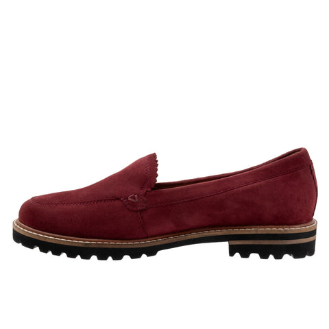Trotters Fayth T2359-647 Womens Burgundy Wide Loafers Casual Shoes