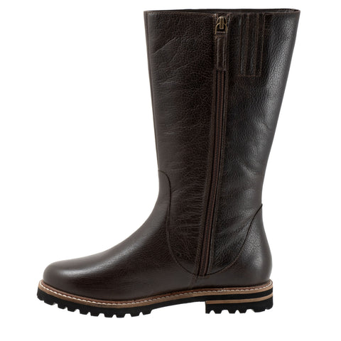 Trotters Franki T2364-266 Womens Brown Leather Zipper Casual Dress Boots