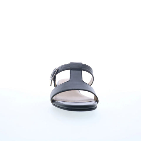 Trotters Nanna T2410-001 Womens Black Leather Slip On Slides Sandals Shoes