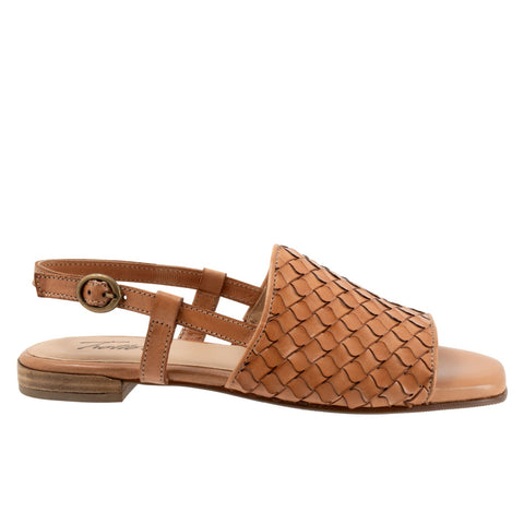 Trotters Nola T2413-126 Womens Brown Narrow Leather Slingback Sandals Shoes