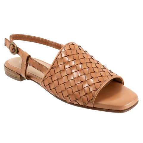 Trotters Nola T2413-126 Womens Brown Wide Leather Slingback Sandals Shoes