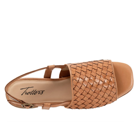 Trotters Nola T2413-126 Womens Brown Narrow Leather Slingback Sandals Shoes