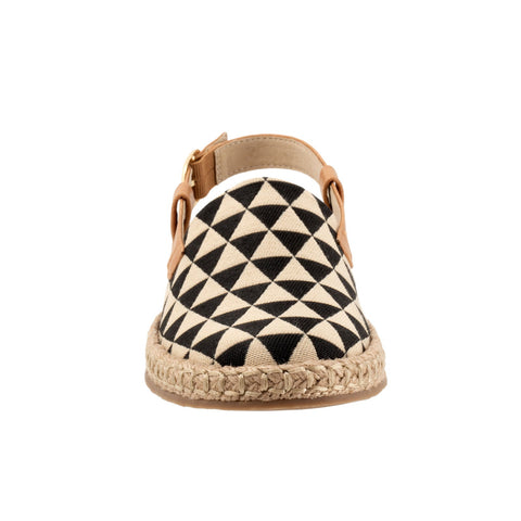 Trotters Paisley T2414-080 Womens Black Narrow Canvas Slingback Flats Shoes