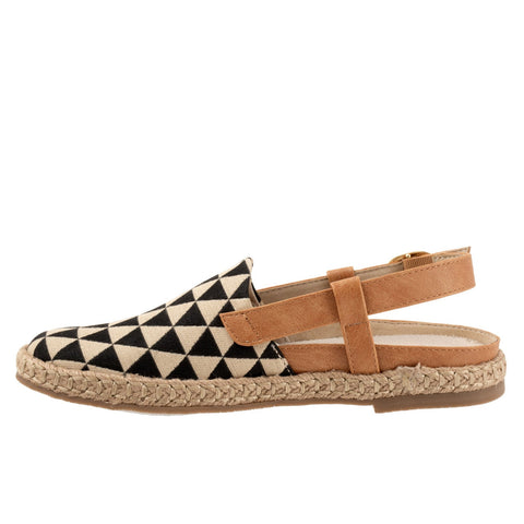 Trotters Paisley T2414-080 Womens Black Narrow Canvas Slingback Flats Shoes