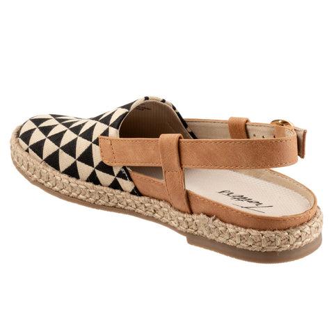 Trotters Paisley T2414-080 Womens Black Narrow Canvas Slingback Flats Shoes