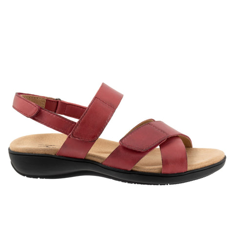 Trotters River T2417-601 Womens Red Leather Strap Sandals Shoes