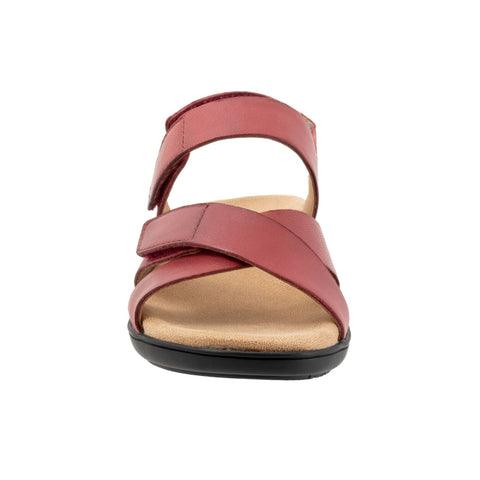 Trotters River T2417-601 Womens Red Wide Leather Strap Sandals Shoes