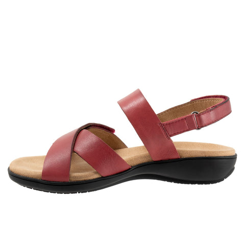 Trotters River T2417-601 Womens Red Wide Leather Strap Sandals Shoes