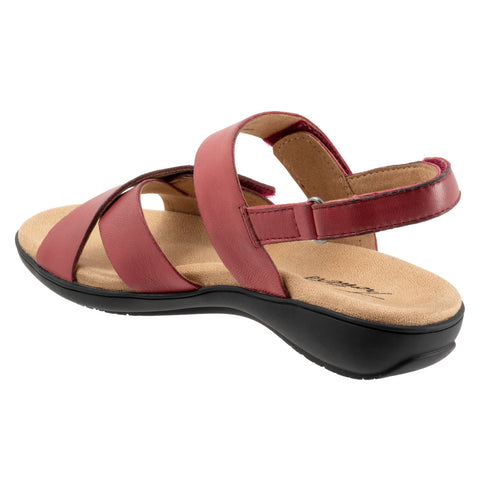 Trotters River T2417-601 Womens Red Wide Leather Strap Sandals Shoes