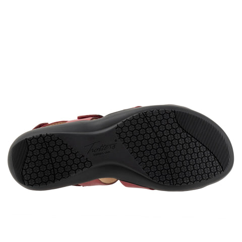 Trotters River T2417-601 Womens Red Wide Leather Strap Sandals Shoes