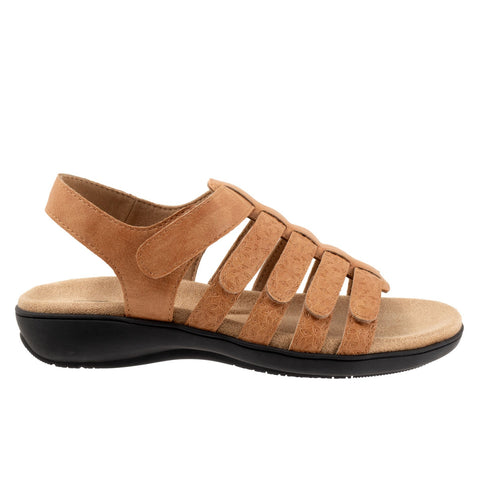 Trotters Tiki Tool T2423-253 Womens Brown Wide Leather Strap Sandals Shoes