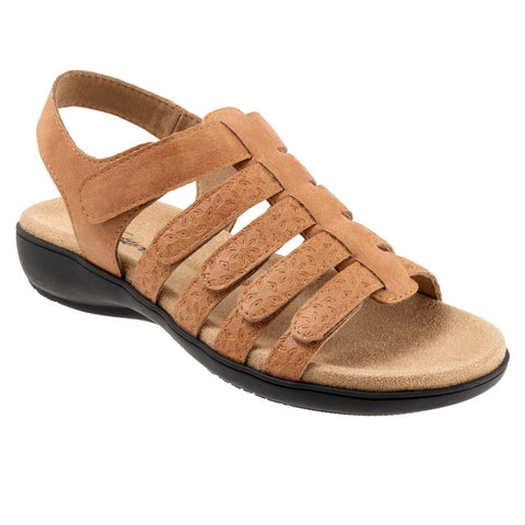 Trotters Tiki Tool T2423-253 Womens Brown Wide Leather Strap Sandals Shoes