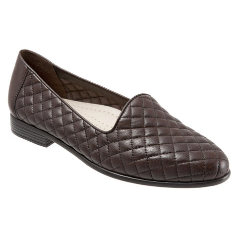 Trotters Liz T5158-235 Womens Brown Wide Leather Slip On Loafer Flats Shoes