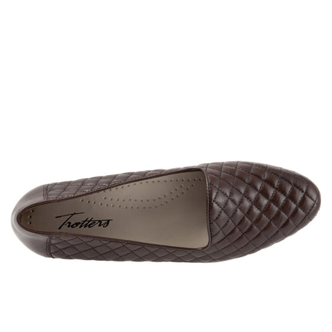 Trotters Liz T5158-235 Womens Brown Wide Leather Slip On Loafer Flats Shoes