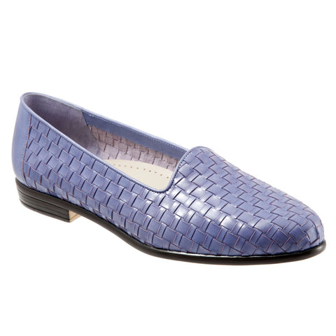 Trotters Liz T5158-757 Womens Purple Extra Wide Leather Loafer Flats Shoes