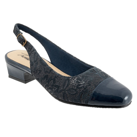 Trotters Dea T7001-455 Womens Blue Narrow Leather Slingback Heels Shoes